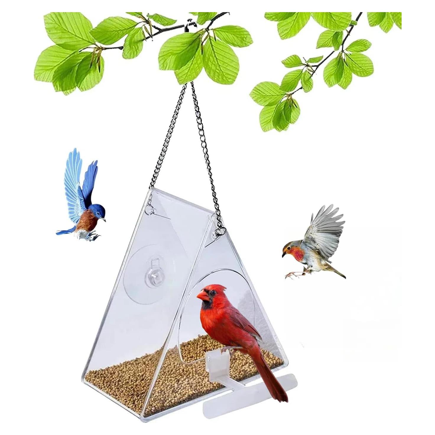 Comedero para Aves Colgante Suyue Y Acrílico Transparente