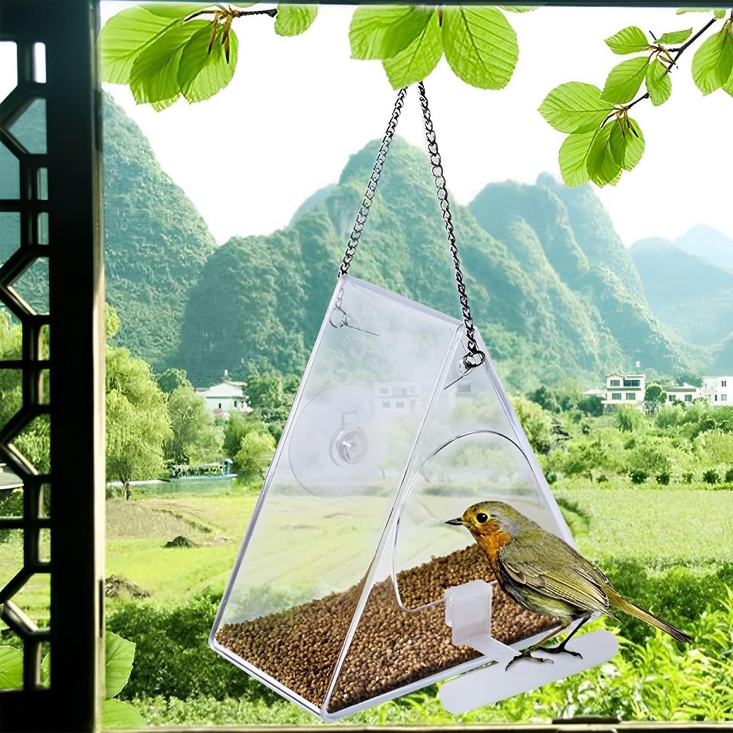 Comedero para Aves Colgante Suyue Y Acrílico Transparente