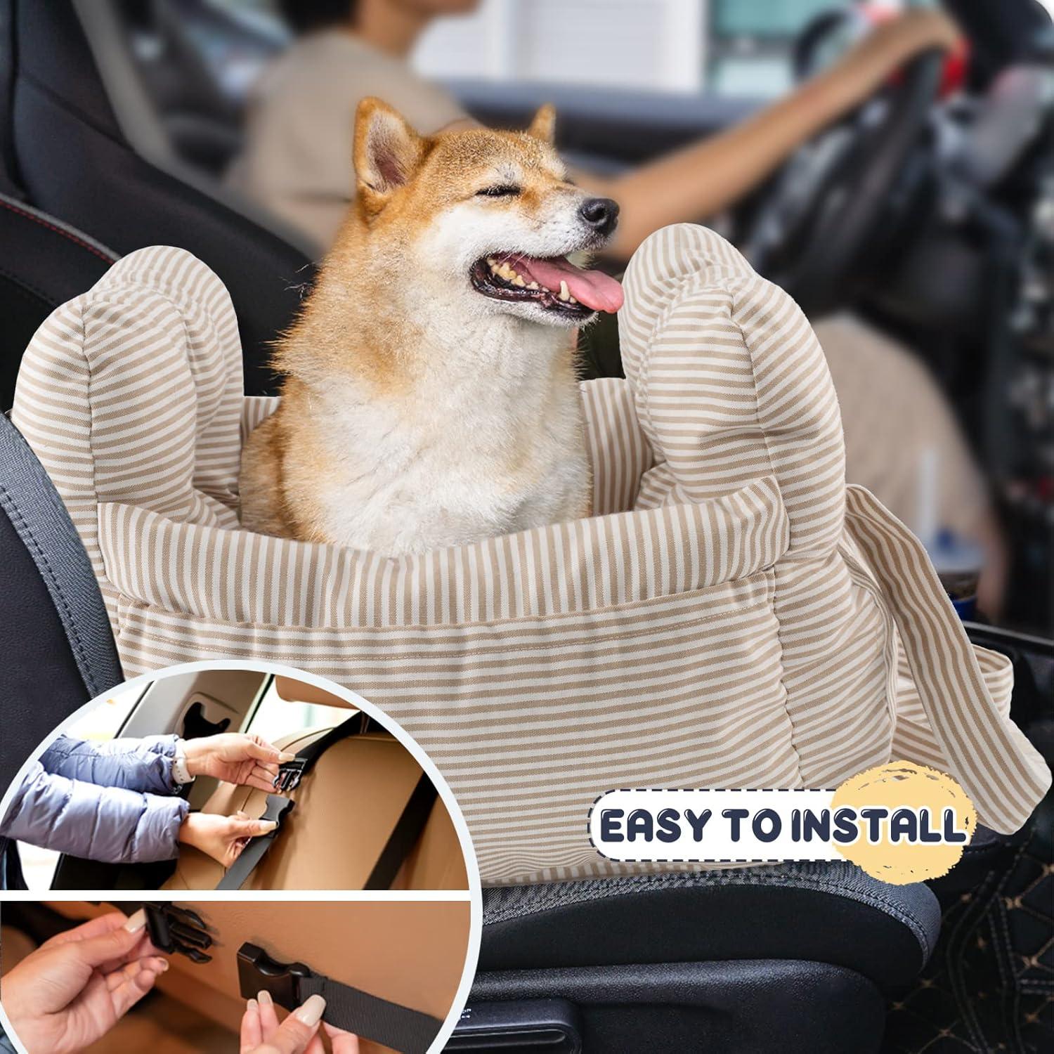Asiento de Coche para Perros Pequeños Petnex Caqui Rayado