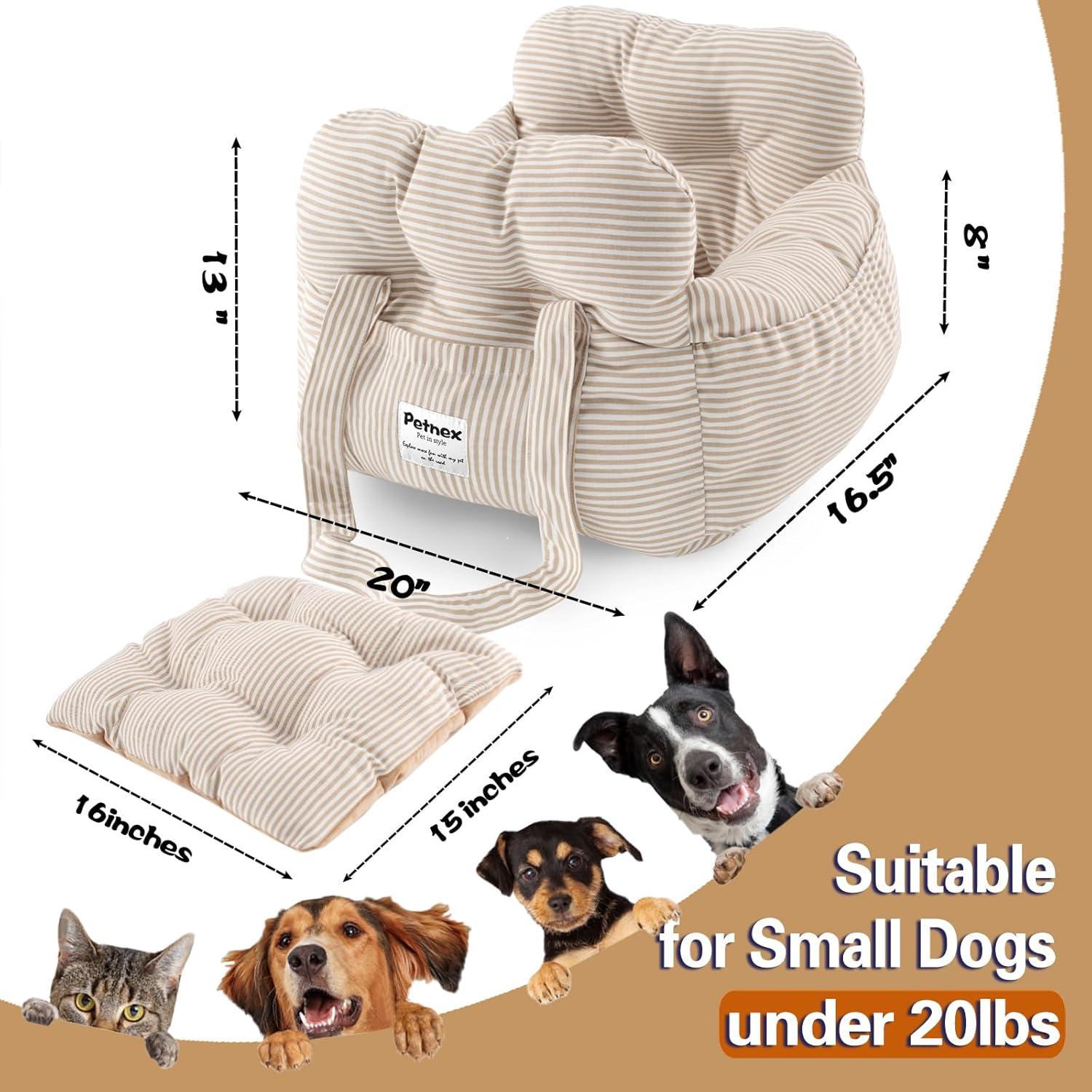 Asiento de Coche para Perros Pequeños Petnex Caqui Rayado