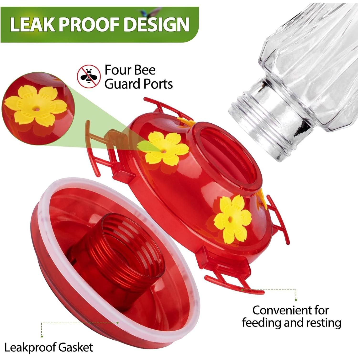 Alimentador de Colibríes BOLITE de Vidrio Rojo 425 ml - Paquete de 2