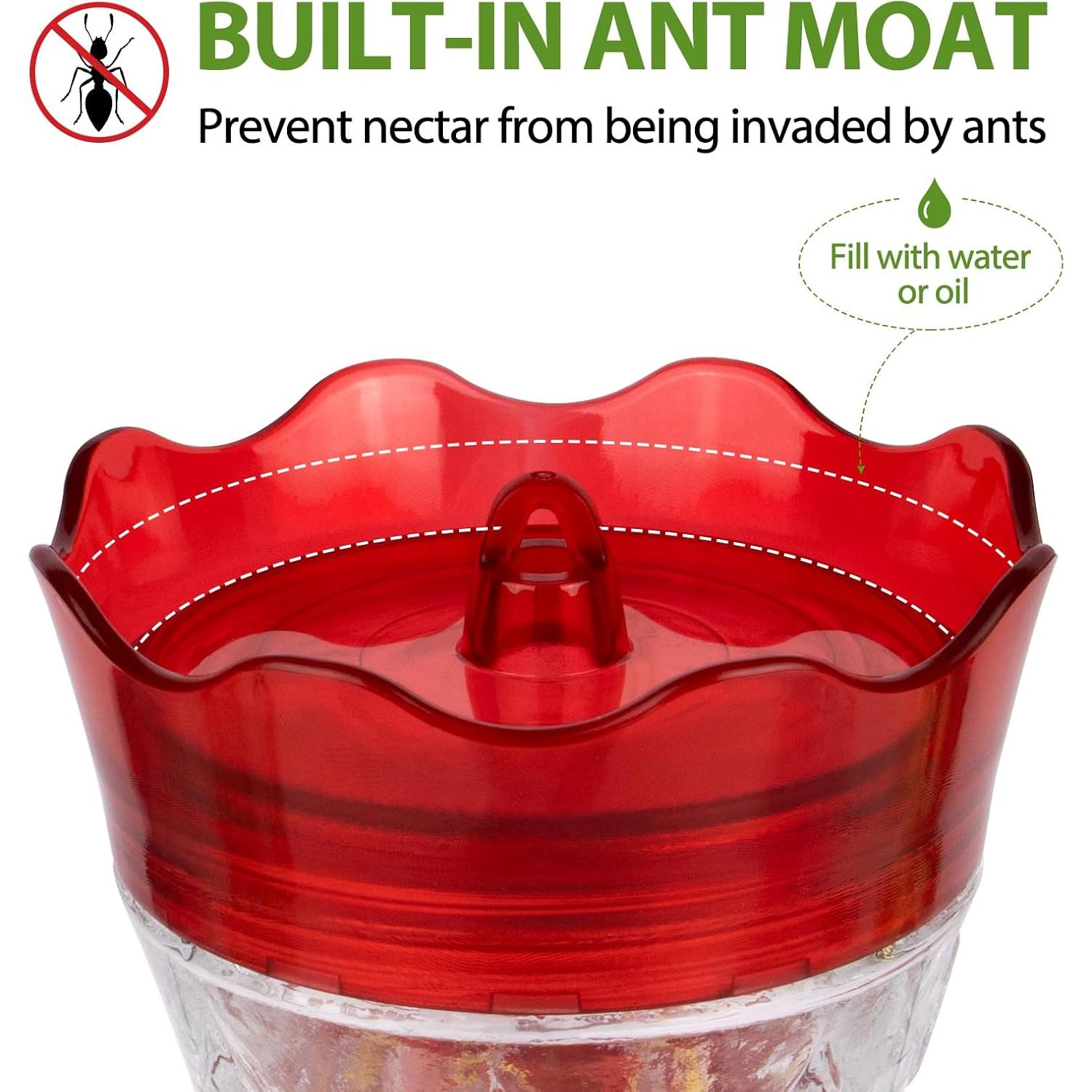 Alimentador de Colibríes BOLITE de Vidrio Rojo 425 ml - Paquete de 2