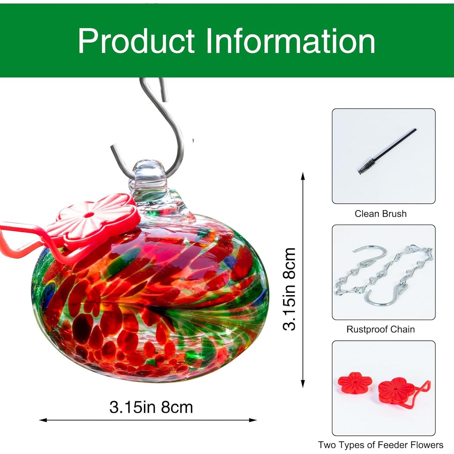 Comedero para Colibríes Nxpceay de Vidrio Rojo 8cm con Percha