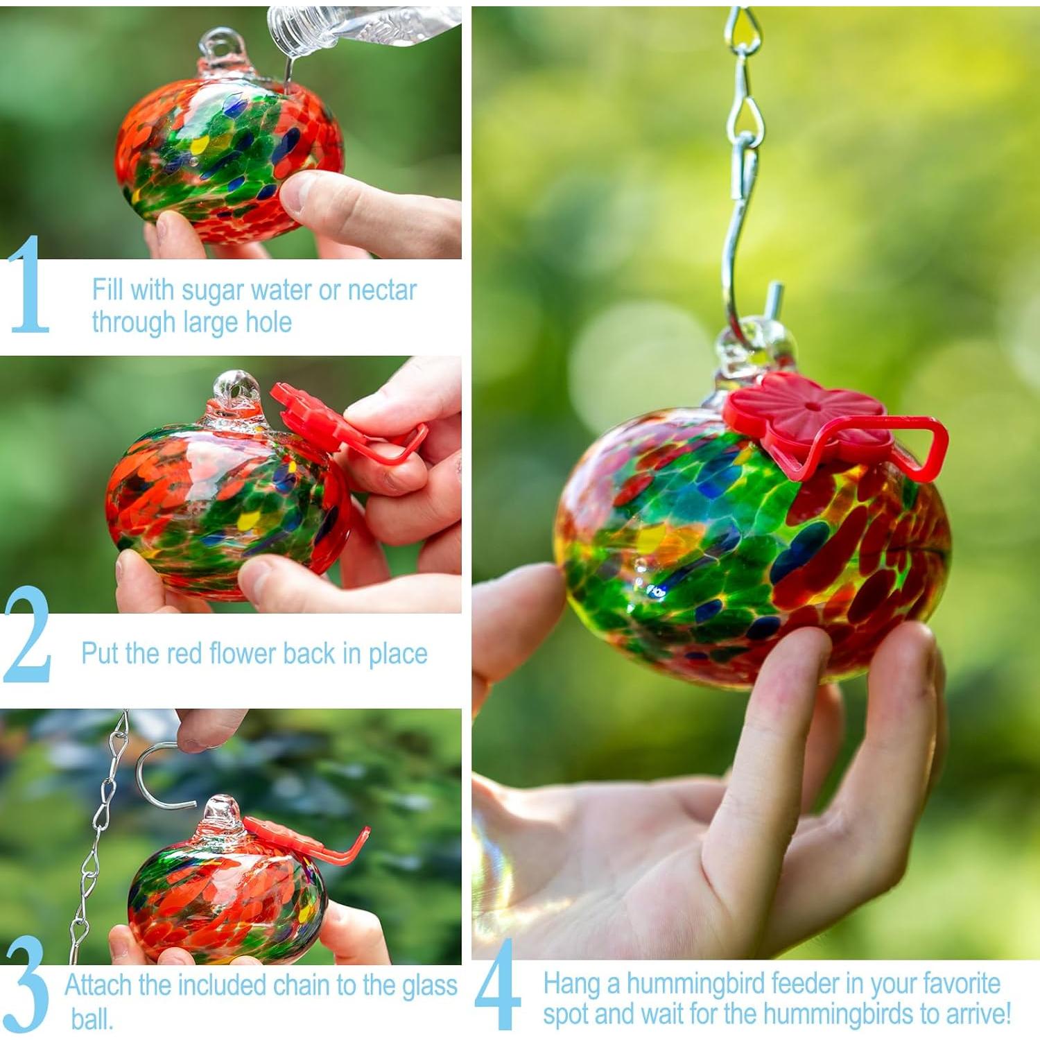 Comedero para Colibríes Nxpceay de Vidrio Rojo 8cm con Percha