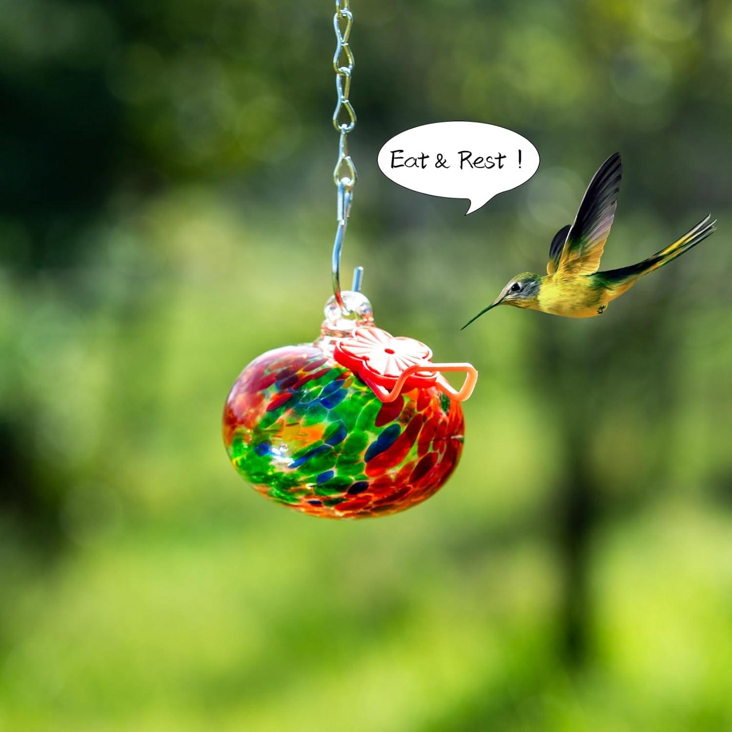 Comedero para Colibríes Nxpceay de Vidrio Rojo 8cm con Percha