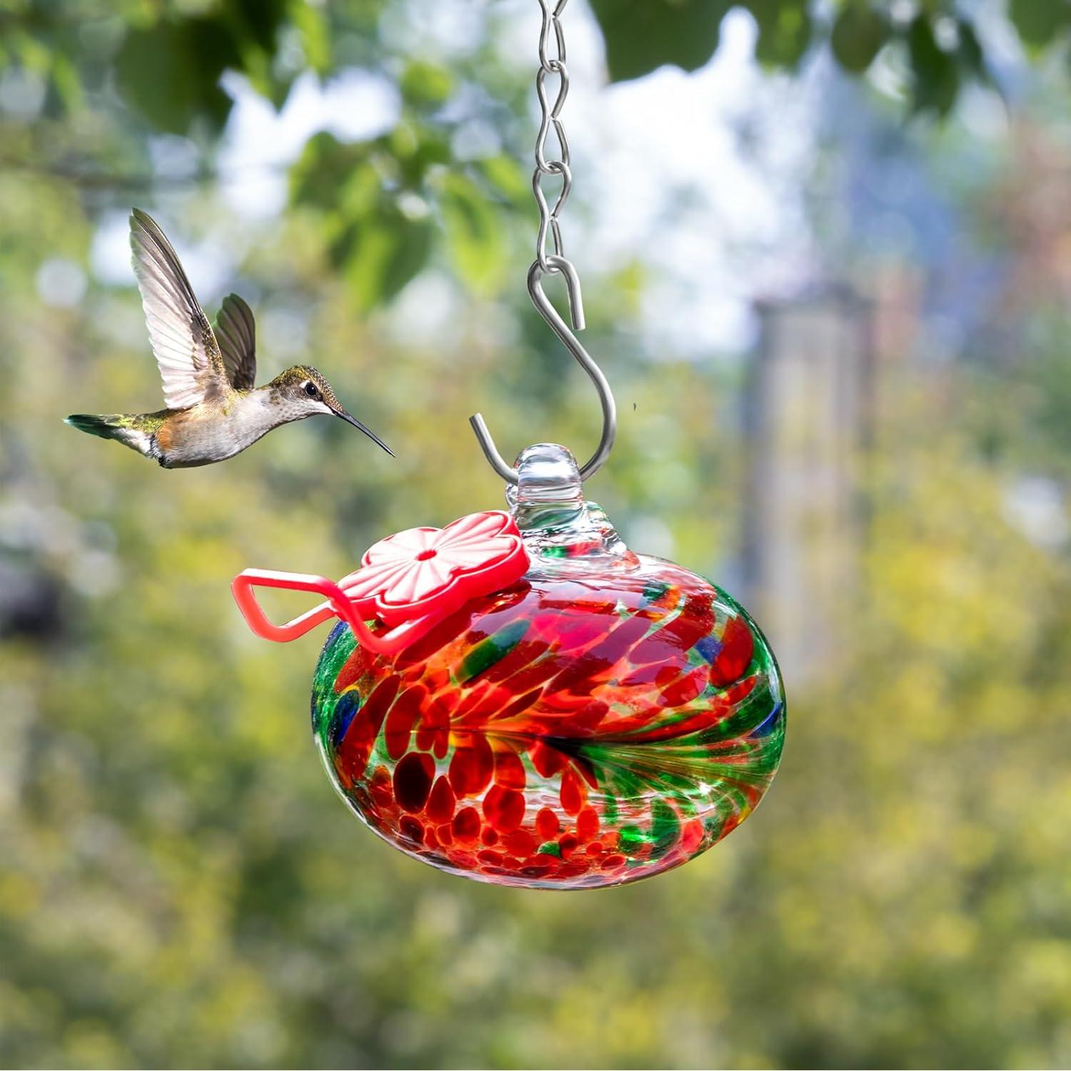 Comedero para Colibríes Nxpceay de Vidrio Rojo 8cm con Percha