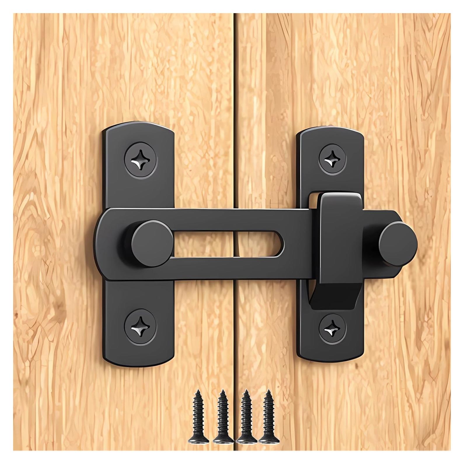 Cerradura de Puerta de Granero DOBLE 2 C, Acero al Carbono, Negra