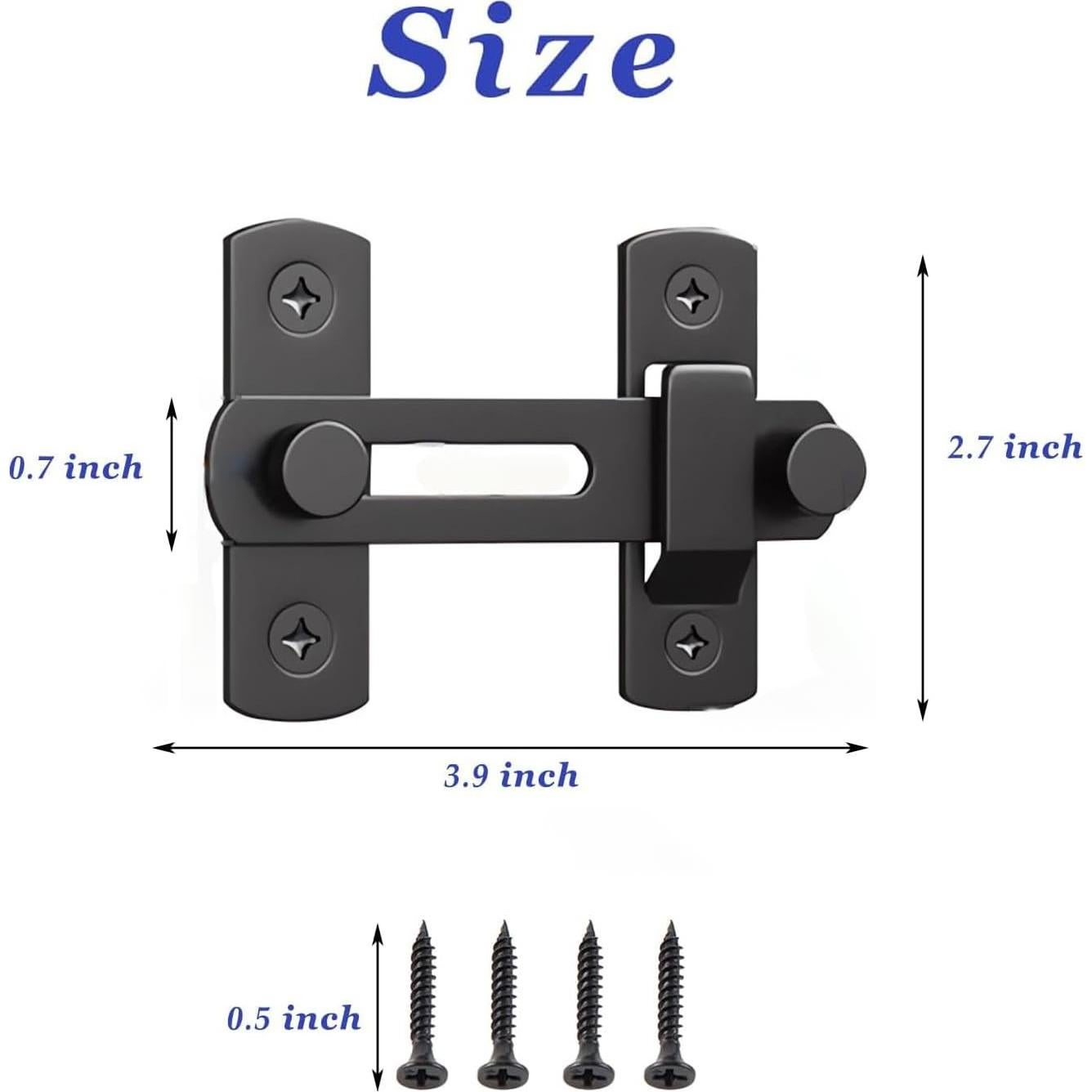Cerradura de Puerta de Granero DOBLE 2 C, Acero al Carbono, Negra