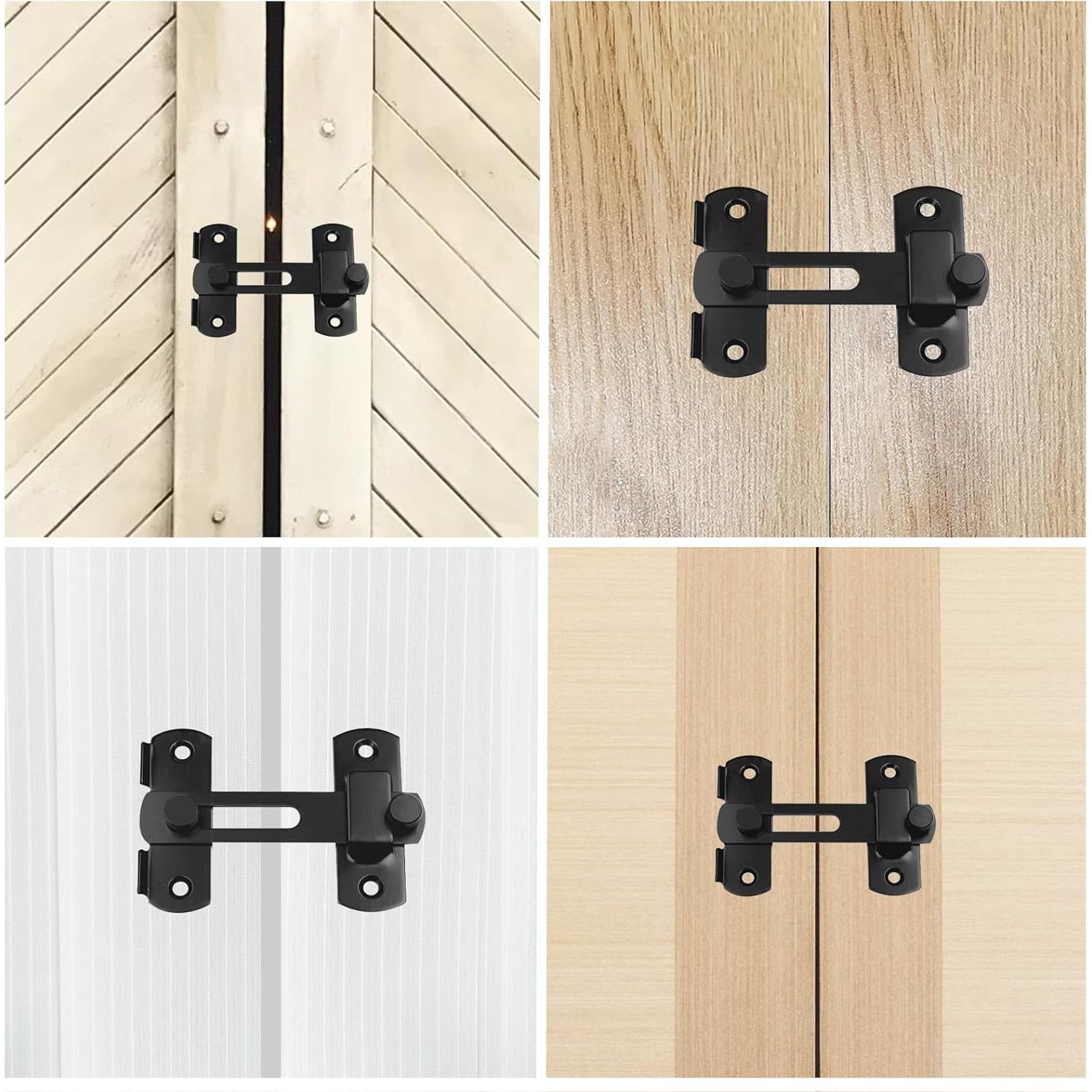 Cerradura de Puerta de Granero DOBLE 2 C, Acero al Carbono, Negra