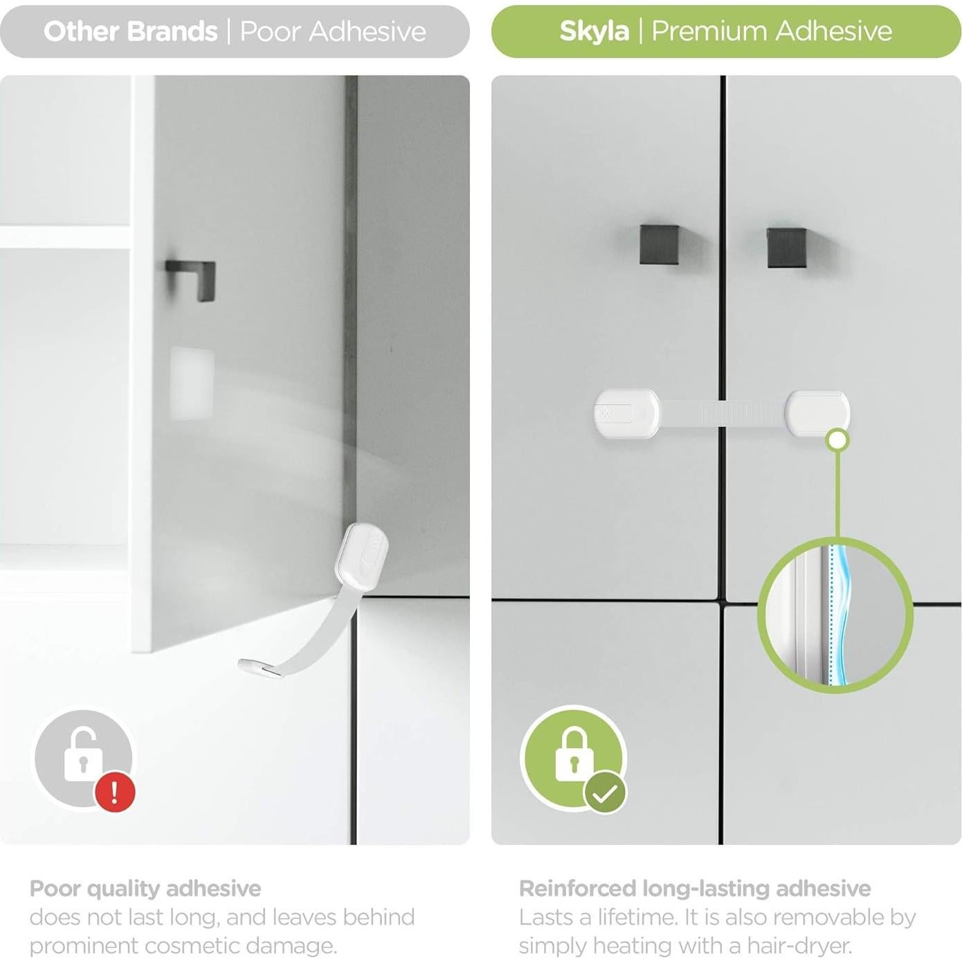 Cerraduras de Seguridad Infantil Skyla 10 Piezas - Adhesivo 3M