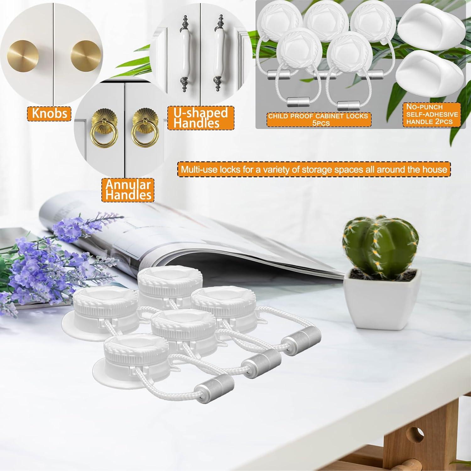 Cerraduras de Gabinete a Prueba de Niños Junhui 5 Pcs Blanco