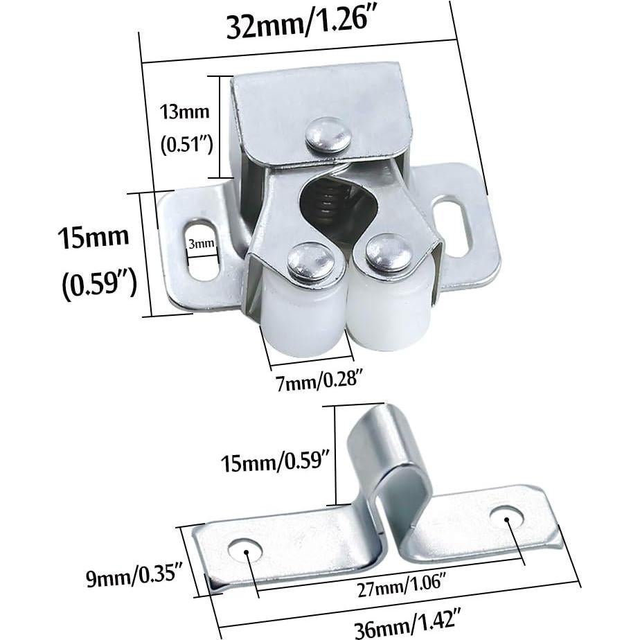 Cerraduras de Gabinete Luomorgo 10 Piezas Doble Rodillo Plata