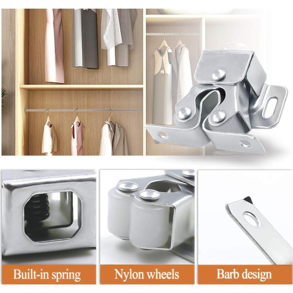 Cerraduras de Gabinete Luomorgo 10 Piezas Doble Rodillo Plata