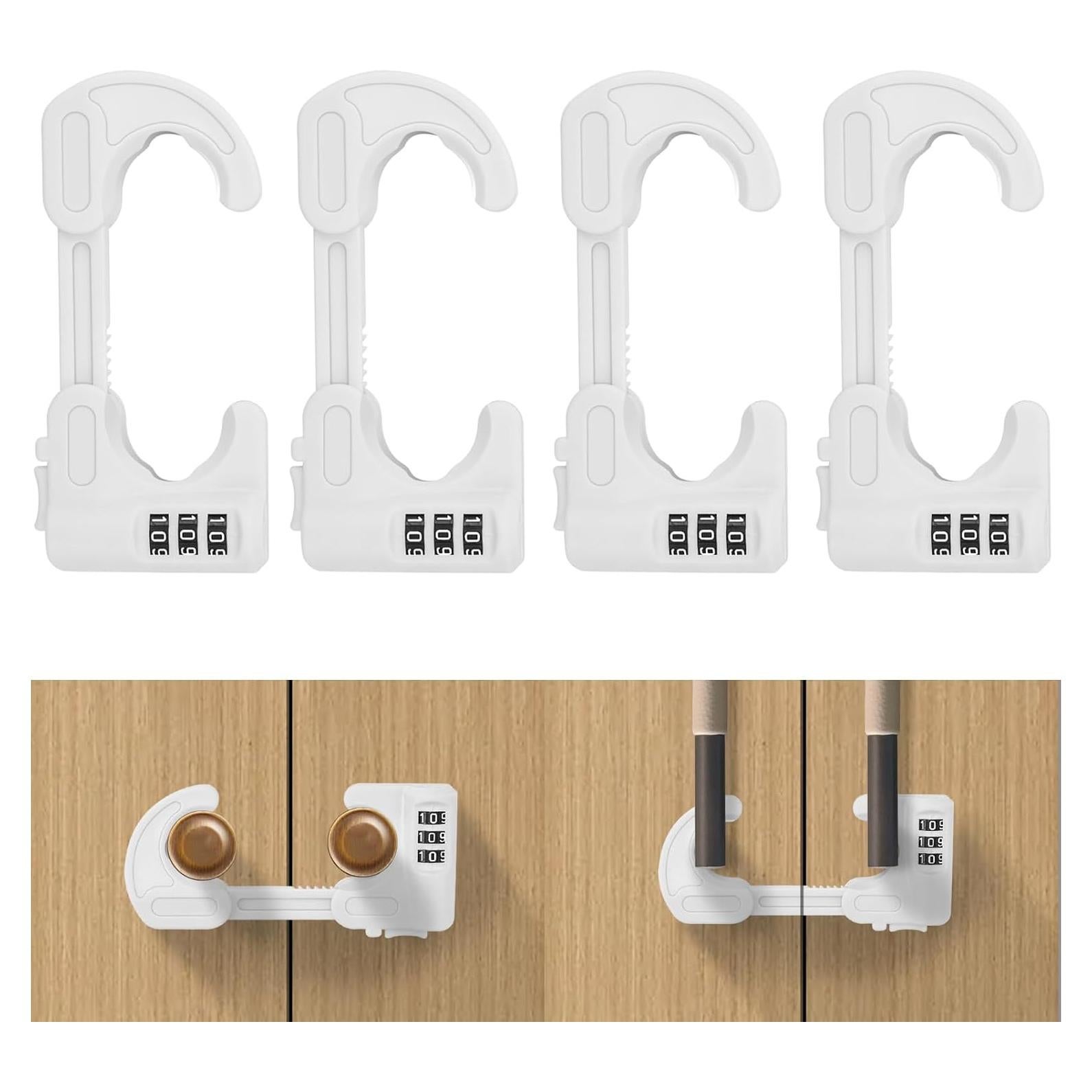 4 Cerraduras de Gabinete Seguridad HoneSecur Ajustables Blancas