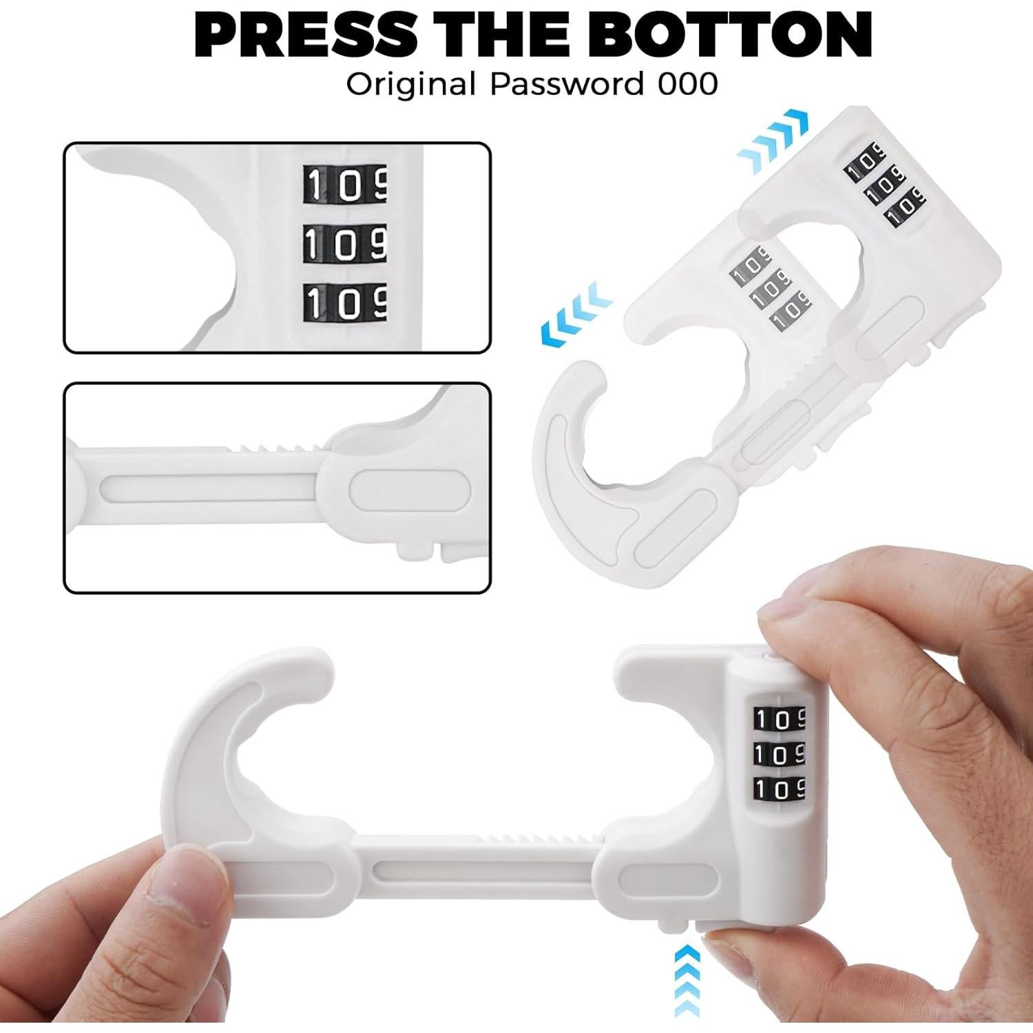 4 Cerraduras de Gabinete Seguridad HoneSecur Ajustables Blancas