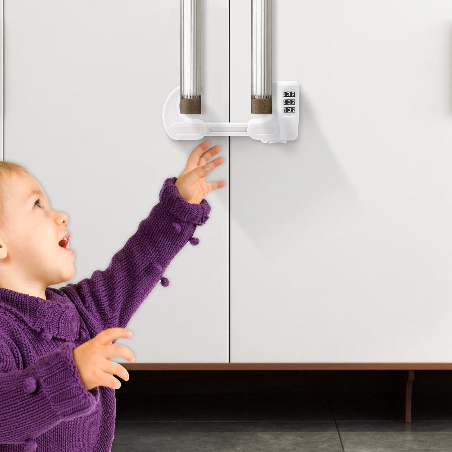 4 Cerraduras de Gabinete Seguridad HoneSecur Ajustables Blancas