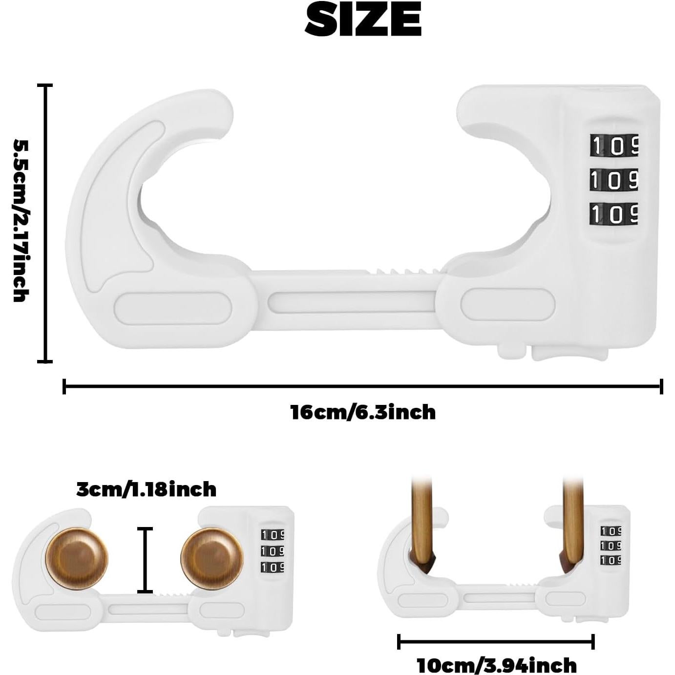 4 Cerraduras de Gabinete Seguridad HoneSecur Ajustables Blancas