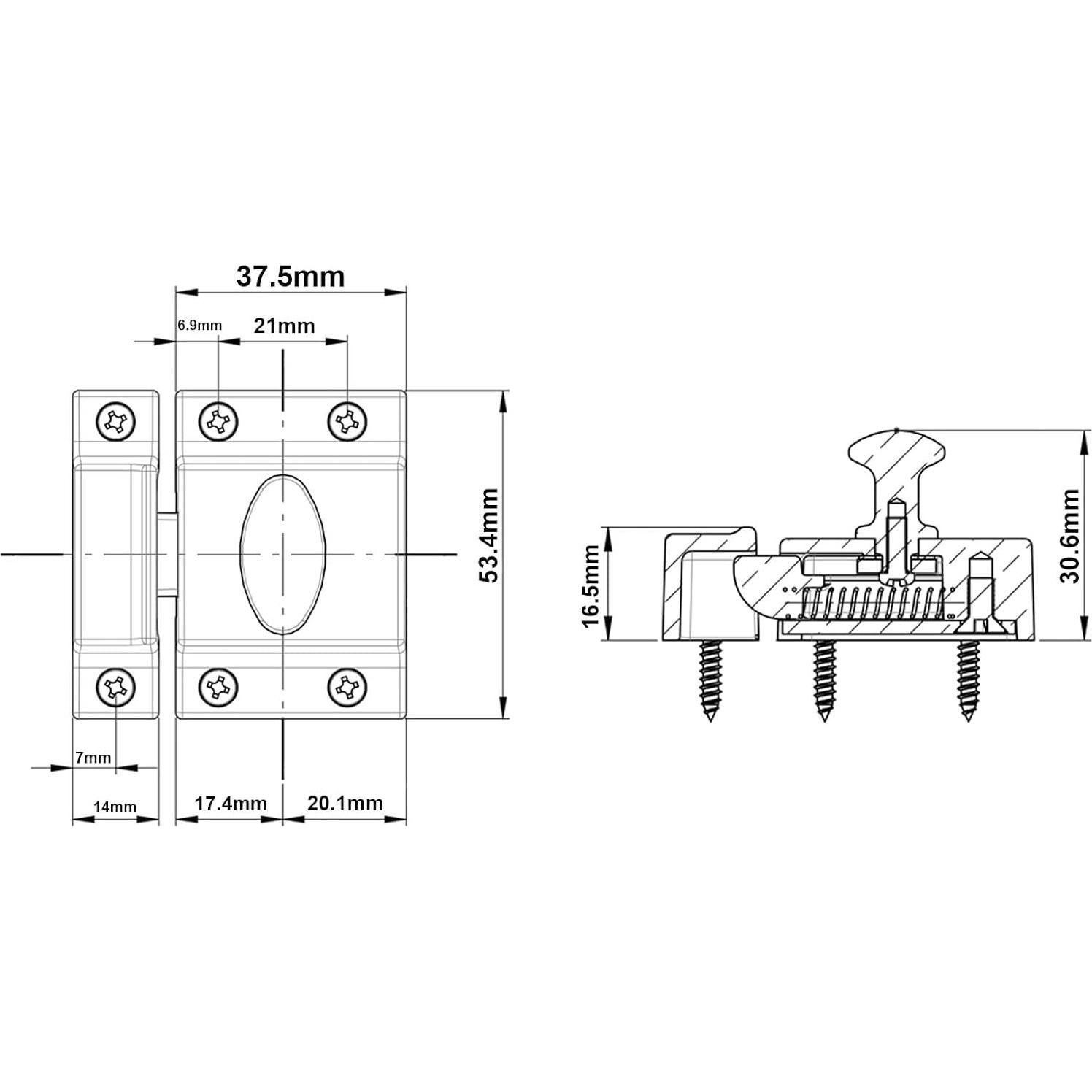 Cierre de Gabinete Ovalado QCAA 5.08 cm Latón Macizo Negro Mate
