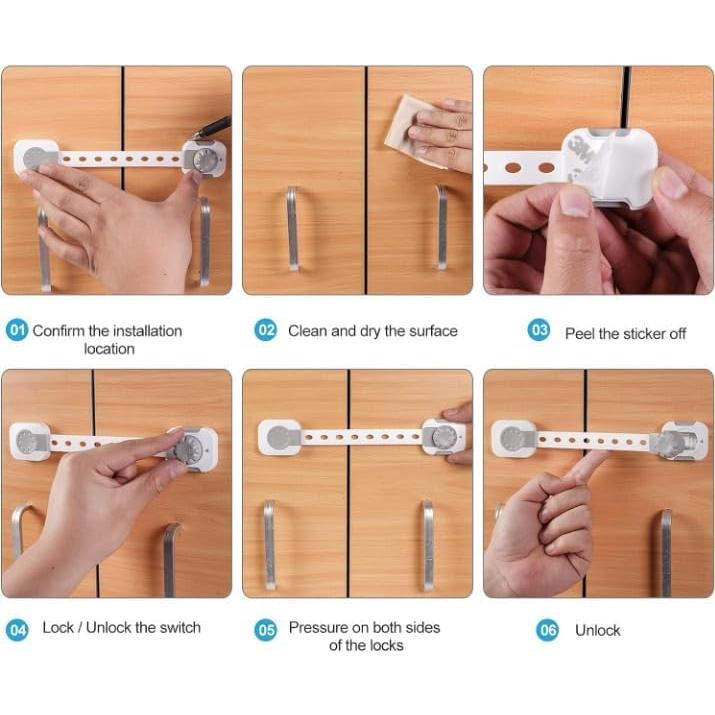 Juego de Cerraduras de Seguridad para Bebés 6-Pack Ajustables