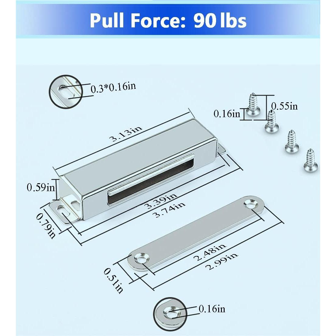 Cierre Magnético WOOCH de Acero Inoxidable 90 lb - Paquete de 4
