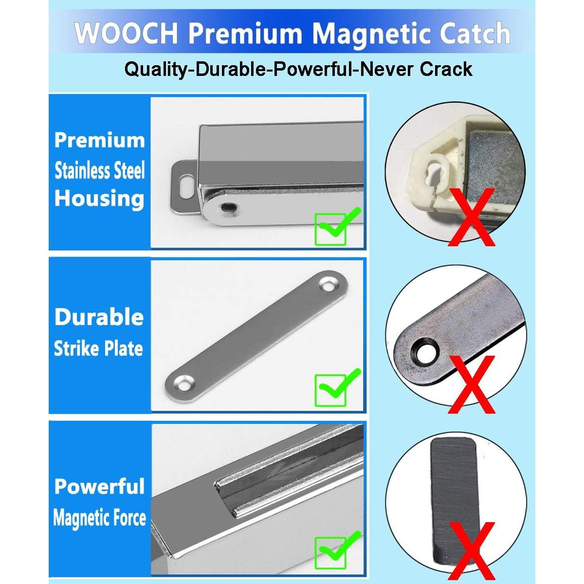 Cierre Magnético WOOCH de Acero Inoxidable 90 lb - Paquete de 4