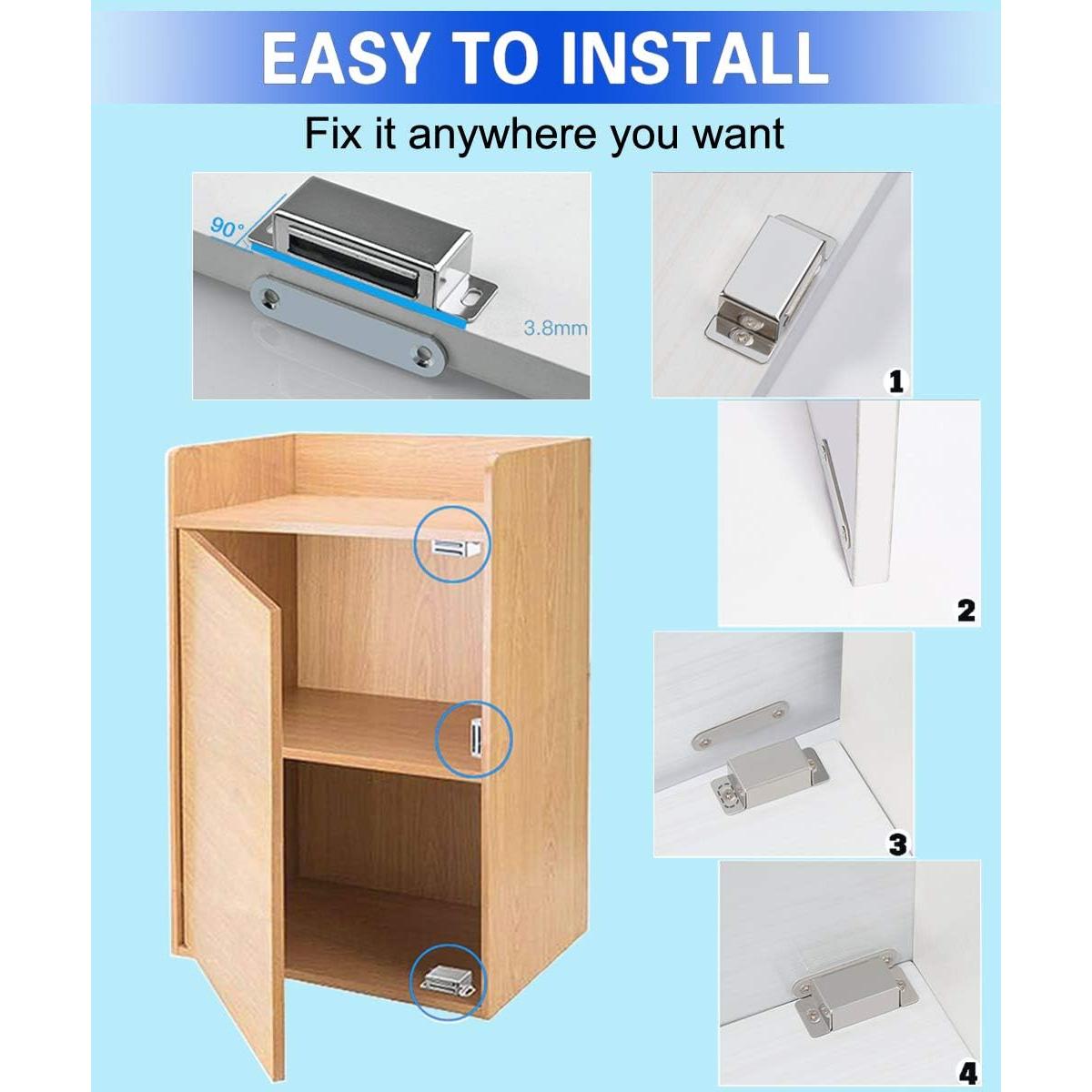 Cierre Magnético WOOCH de Acero Inoxidable 90 lb - Paquete de 4