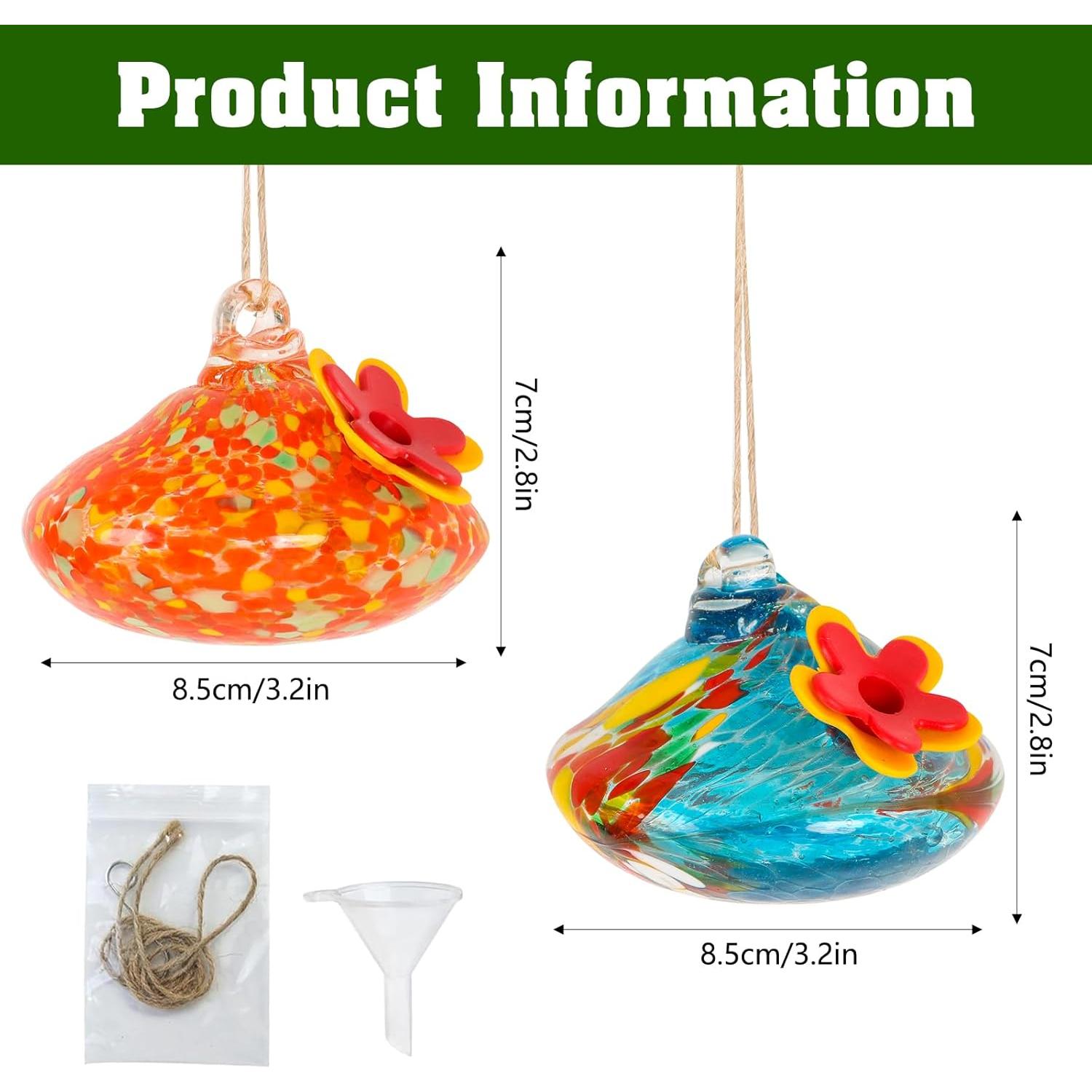 Alimentador de Colibrí MARCHROSE Vidrio Soplado 98 ml 2 Pcs