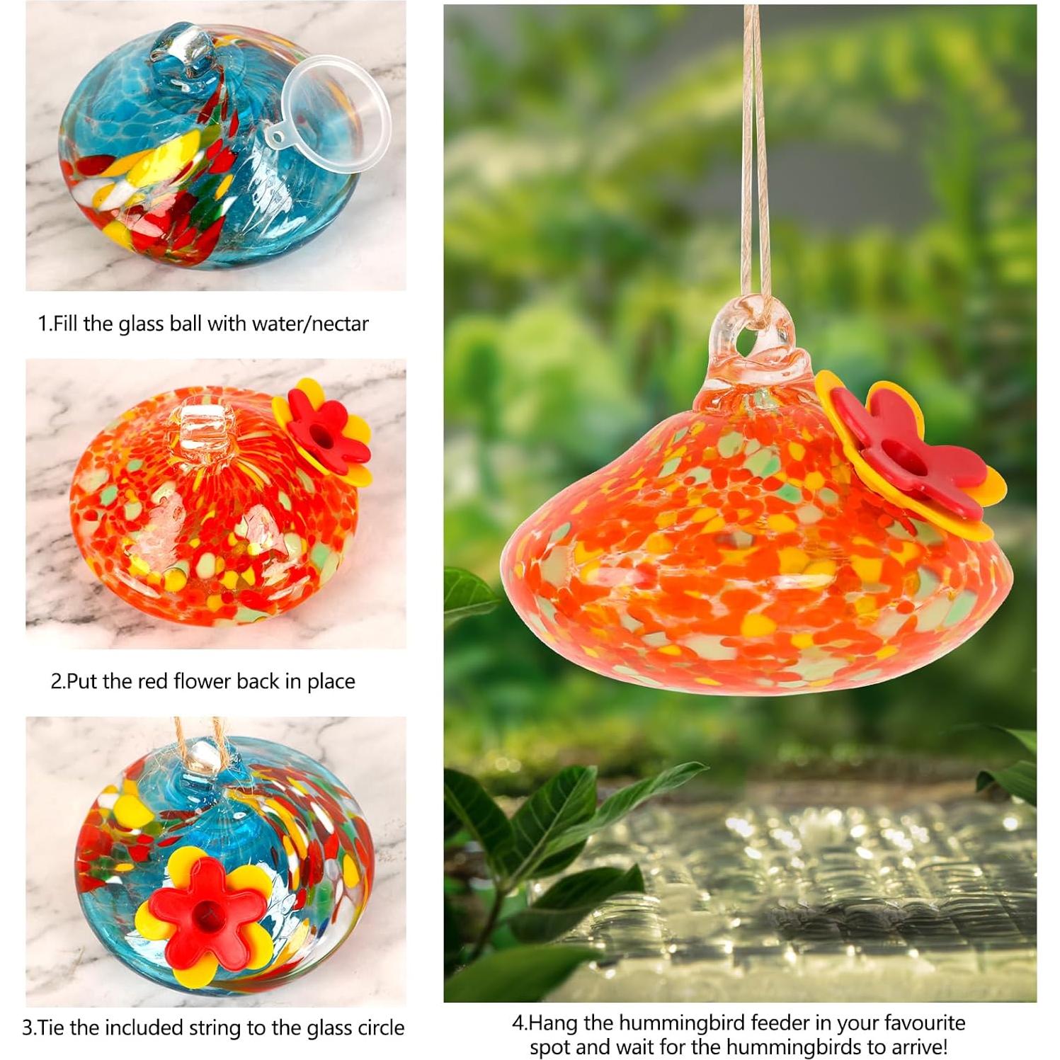 Alimentador de Colibrí MARCHROSE Vidrio Soplado 98 ml 2 Pcs