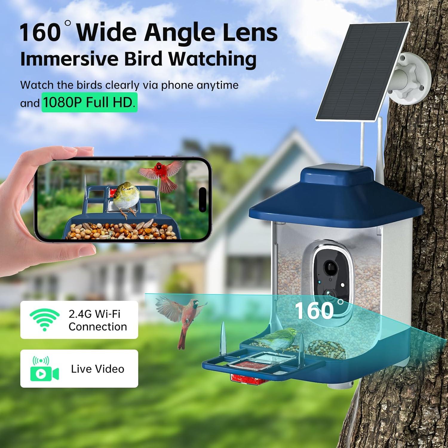 Comedero Inteligente para Aves NAVFS con Cámara 1080P Solar