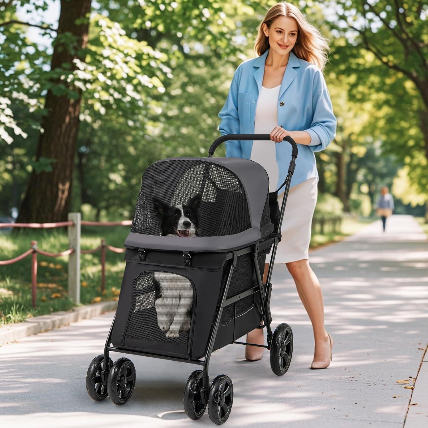 Carrito para Perros Giantex Plegable con Rampa y Amortiguación