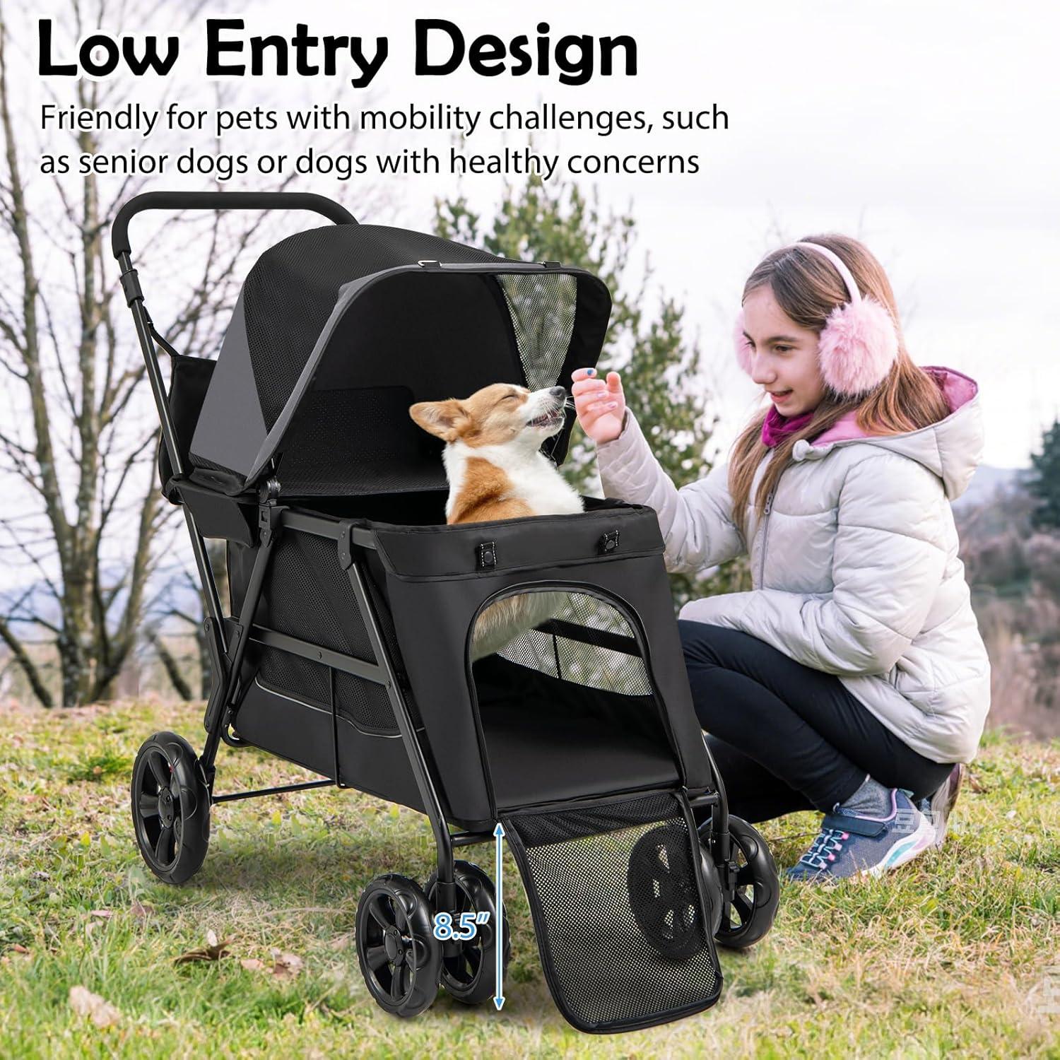 Carrito para Perros Giantex Plegable con Rampa y Amortiguación