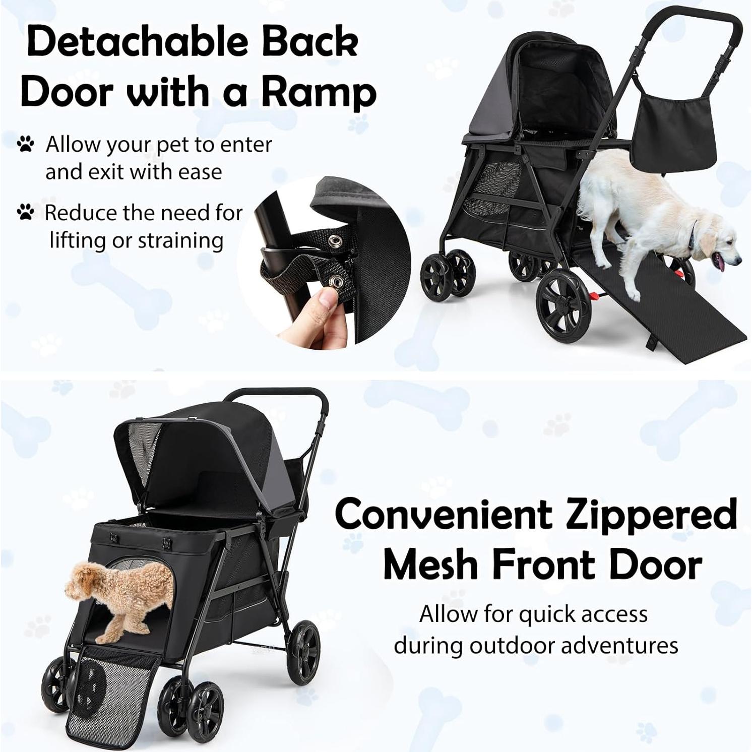 Carrito para Perros Giantex Plegable con Rampa y Amortiguación