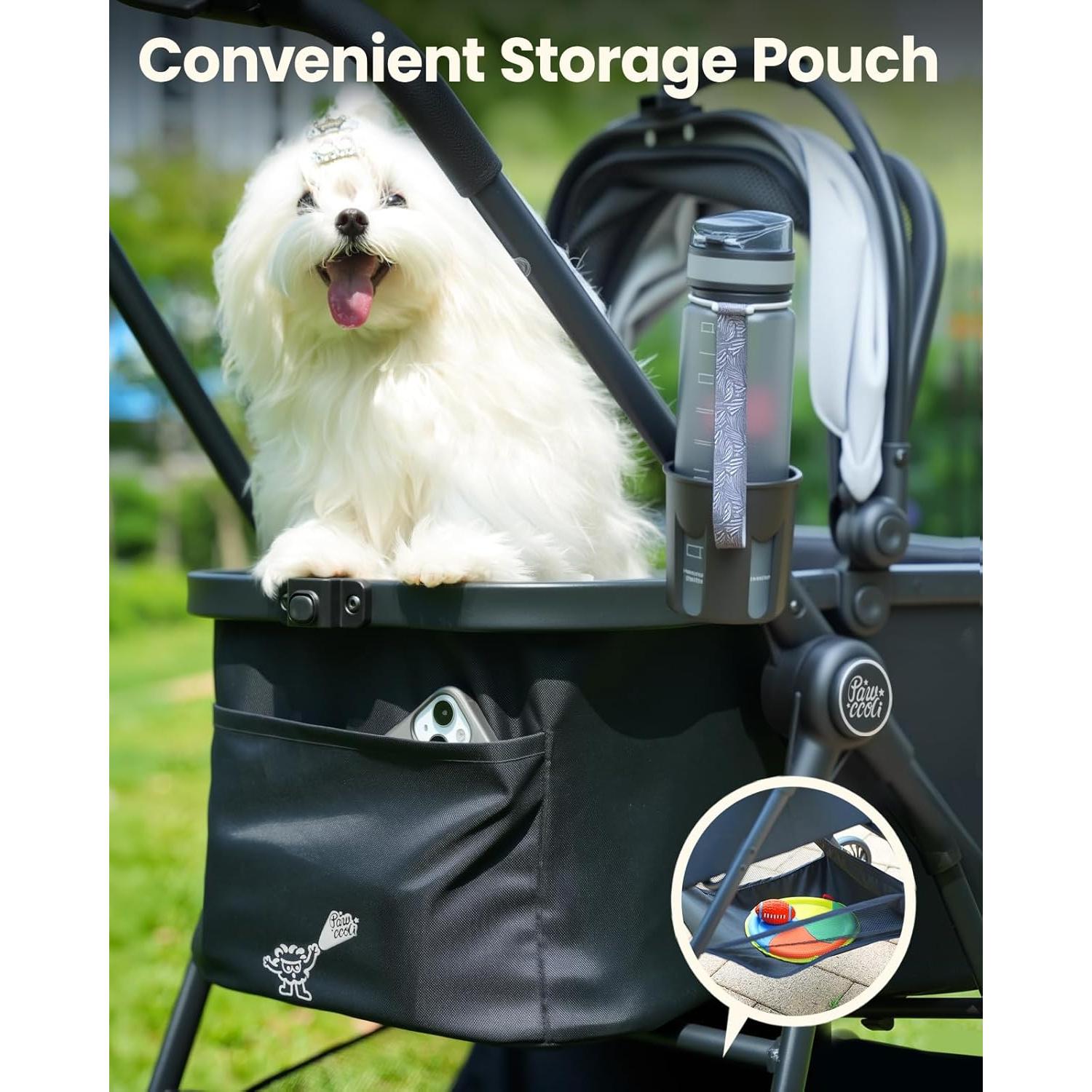 Carrito para Mascotas Pawccoli Plegable 15 kg Negro