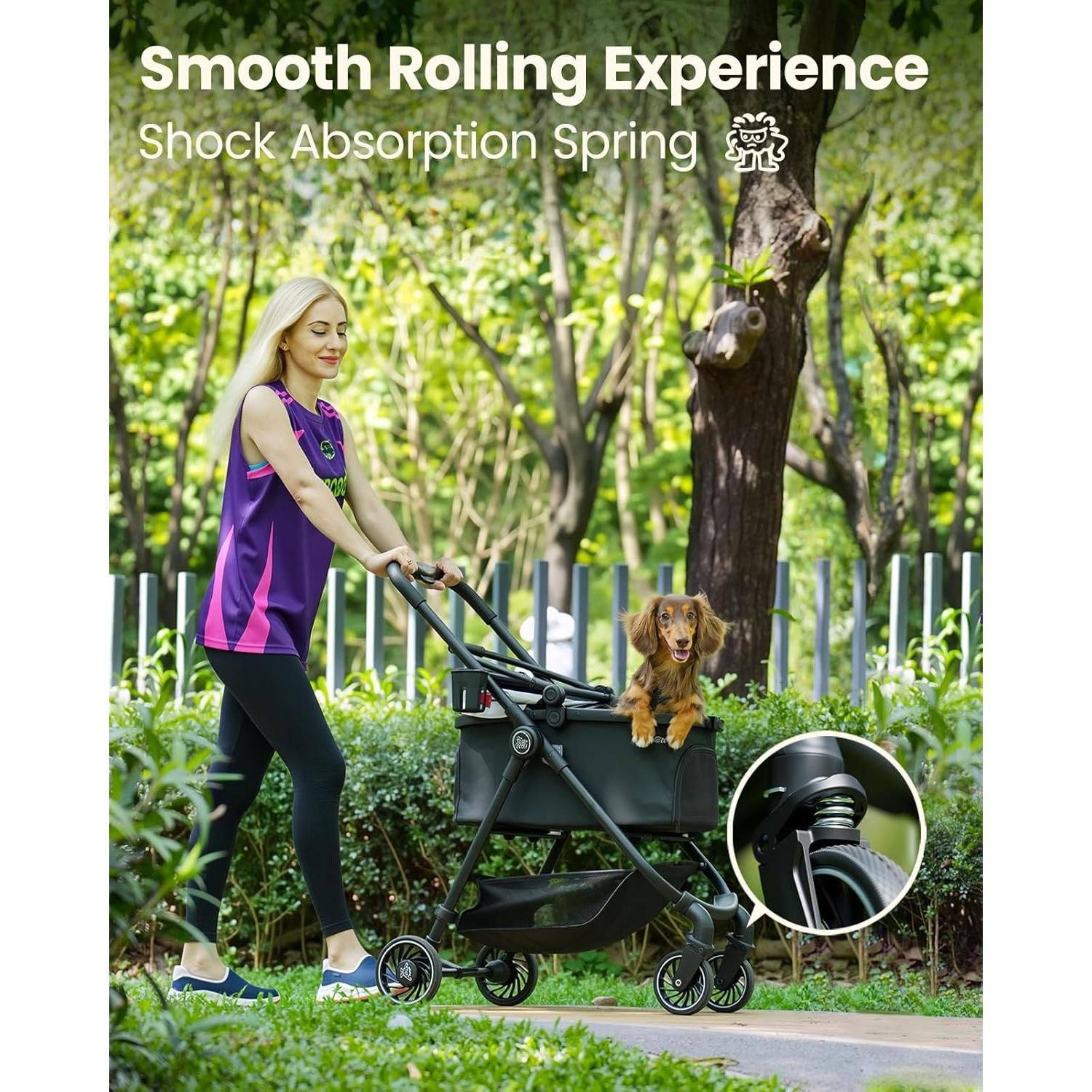 Carrito para Mascotas Pawccoli Plegable 15 kg Negro