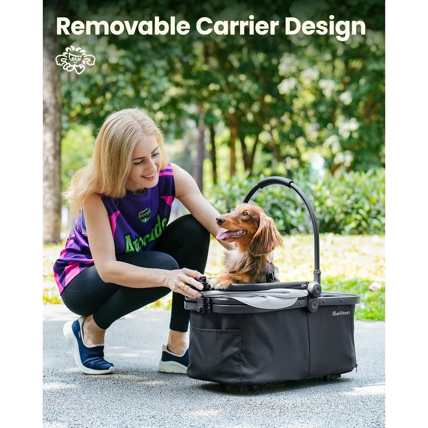 Carrito para Mascotas Pawccoli Plegable 15 kg Negro