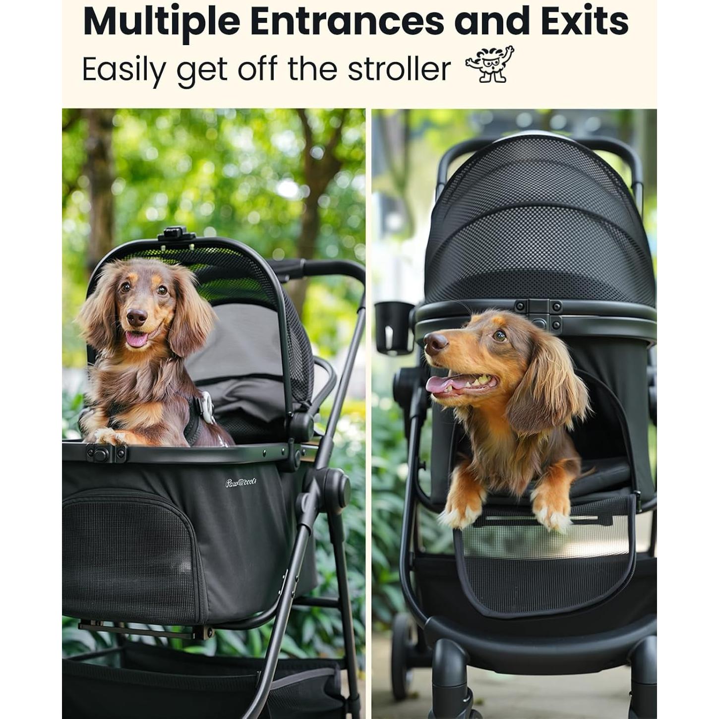 Carrito para Mascotas Pawccoli Plegable 15 kg Negro