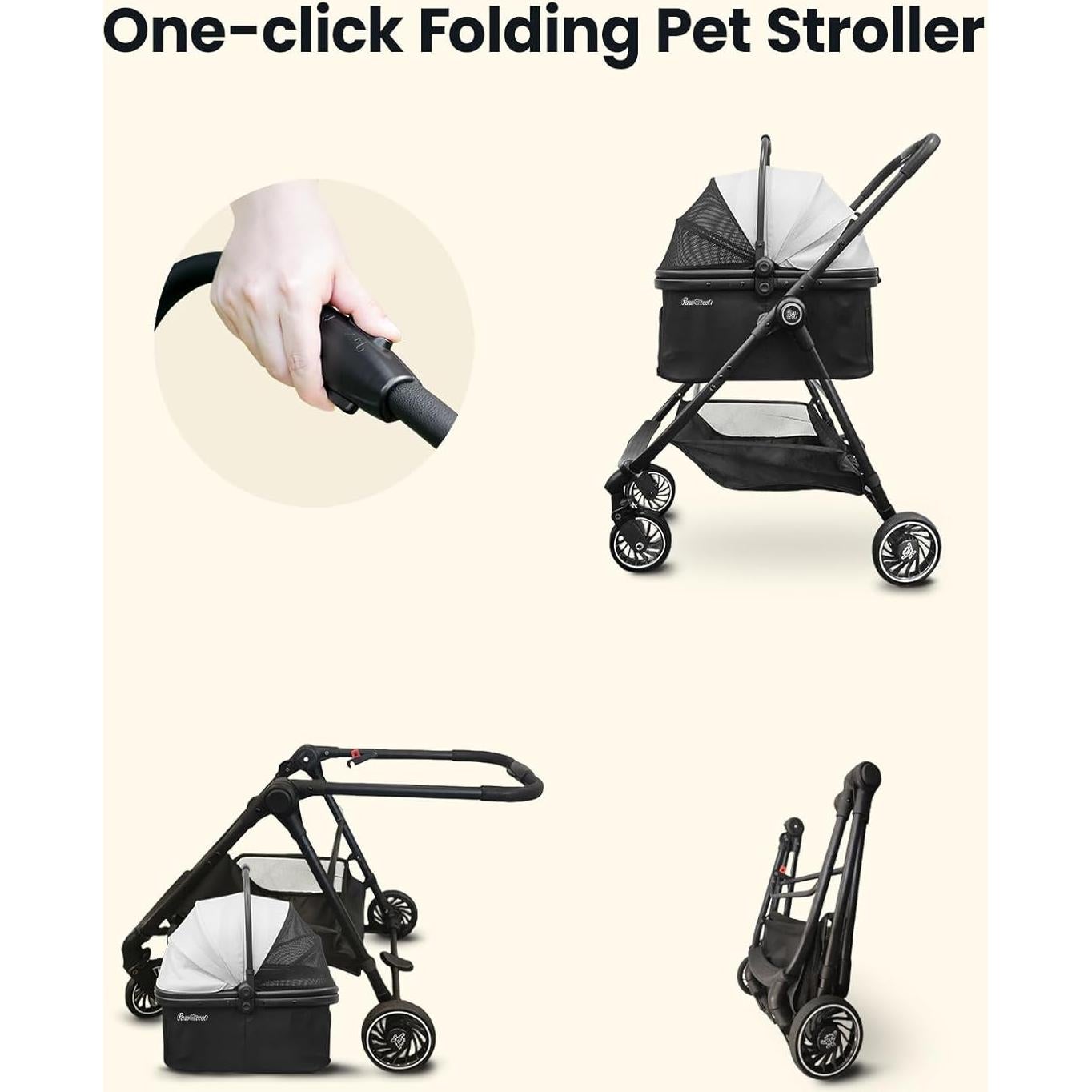 Carrito para Mascotas Pawccoli Plegable 15 kg Negro