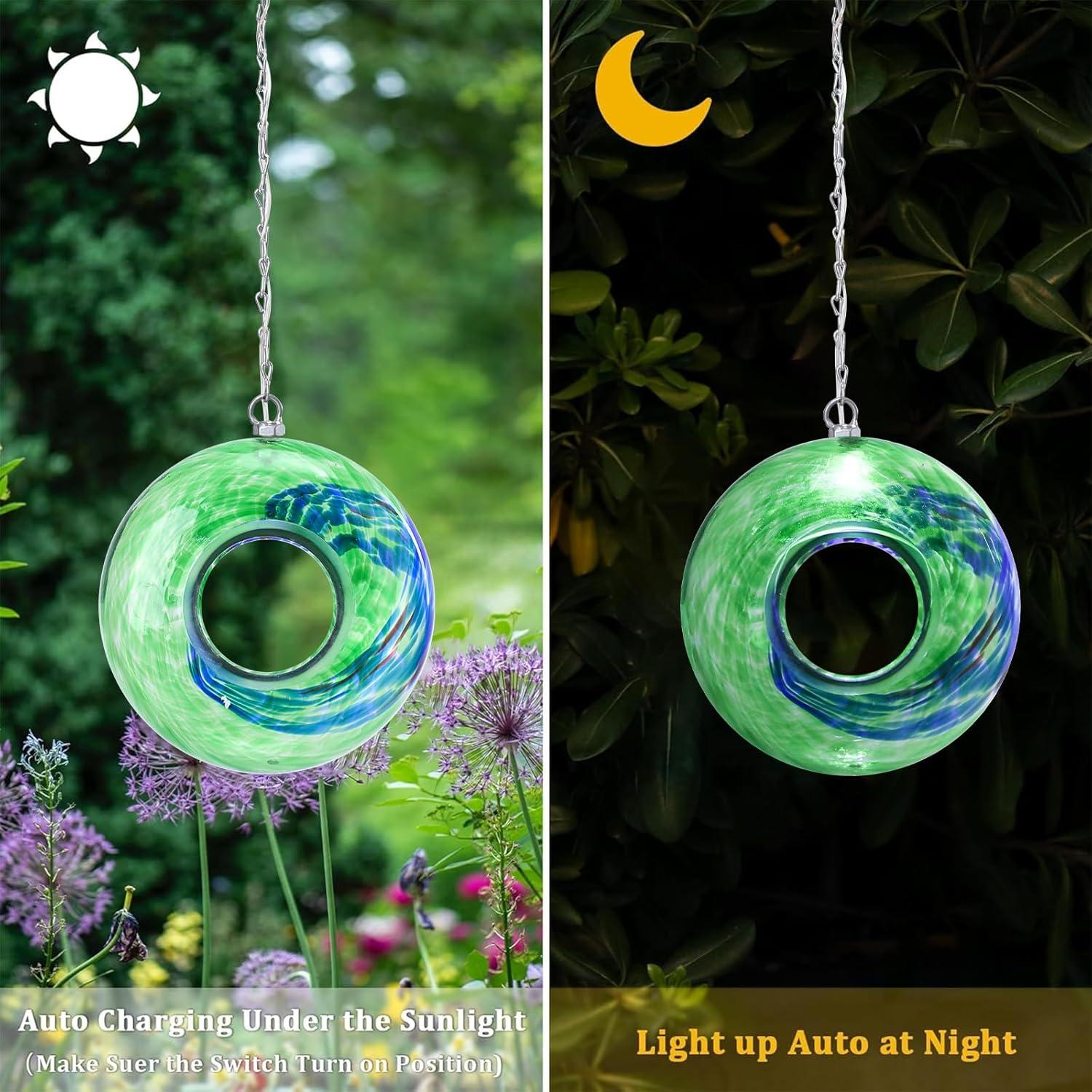 Comedero Colgante para Aves de Vidrio Yinns 20.32 cm Verde