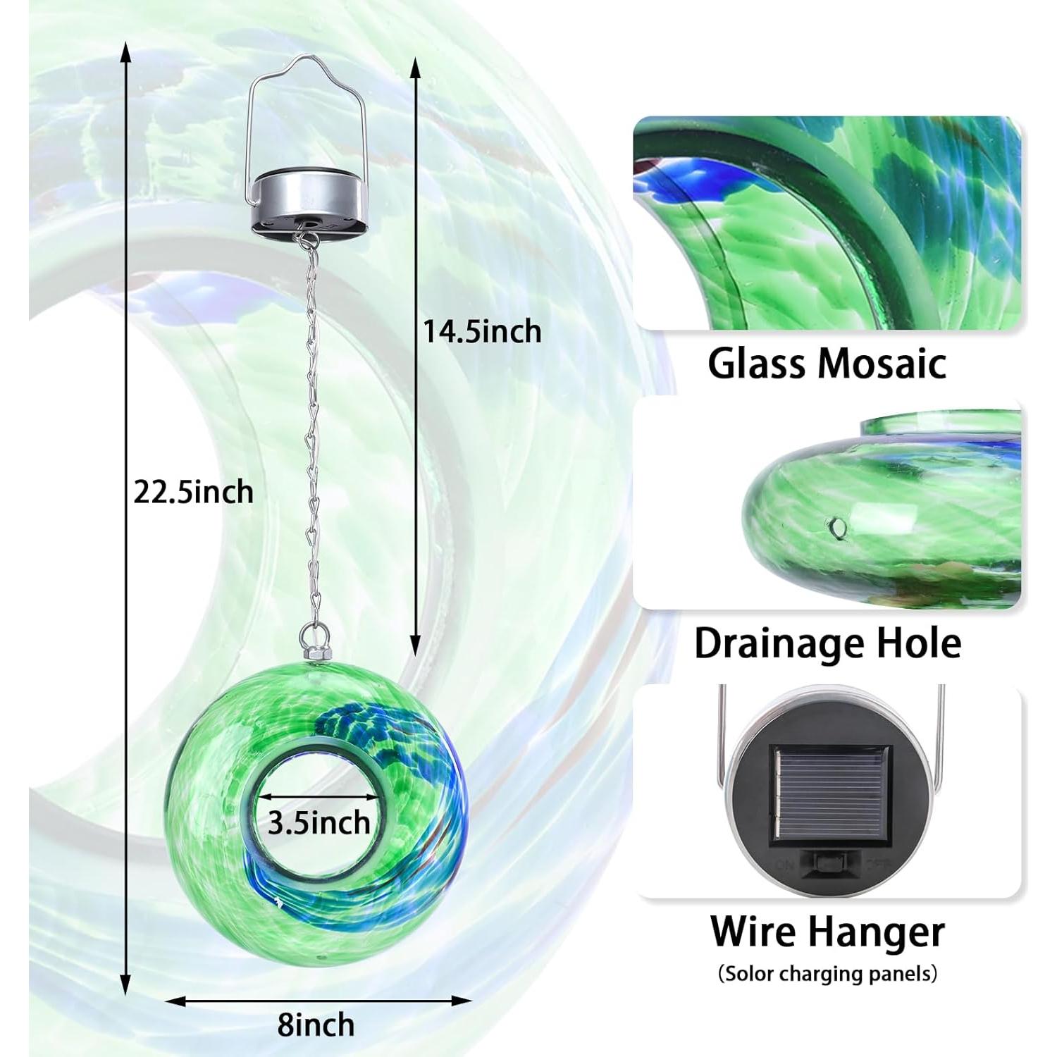 Comedero Colgante para Aves de Vidrio Yinns 20.32 cm Verde