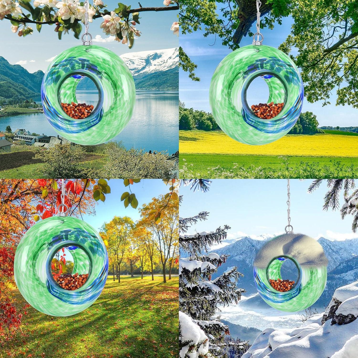 Comedero Colgante para Aves de Vidrio Yinns 20.32 cm Verde