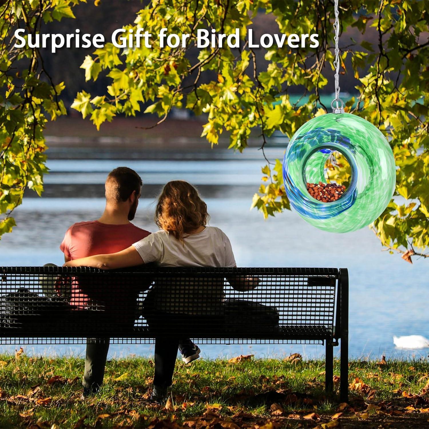 Comedero Colgante para Aves de Vidrio Yinns 20.32 cm Verde