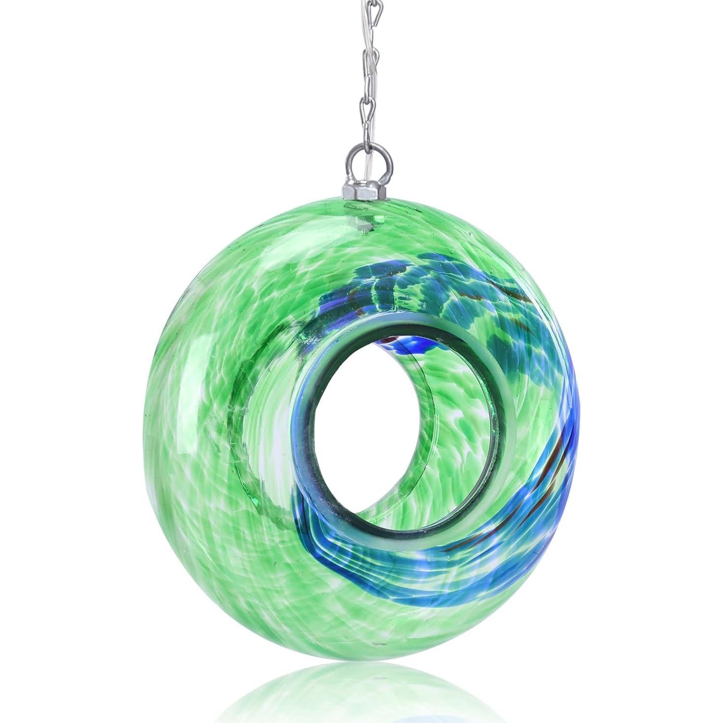 Comedero Colgante para Aves de Vidrio Yinns 20.32 cm Verde