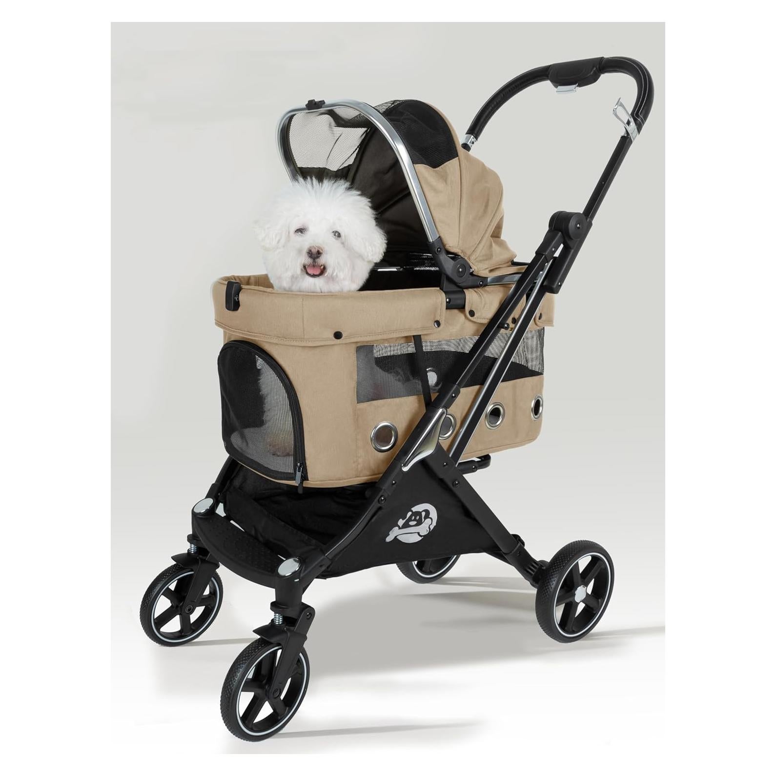 Carrito de Mascotas JK Pawadore Plegable 15kg Caqui