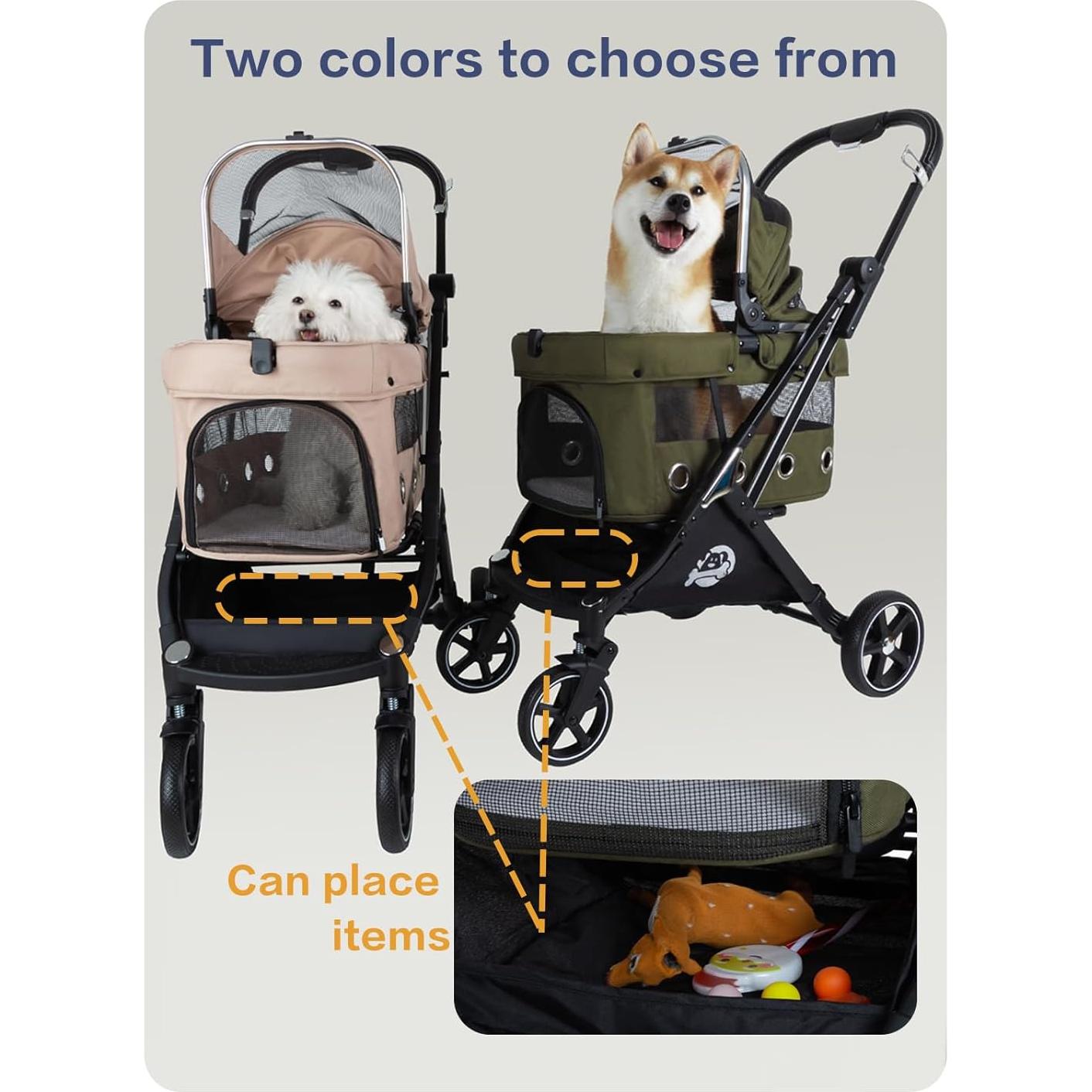 Carrito de Mascotas JK Pawadore Plegable 15kg Caqui