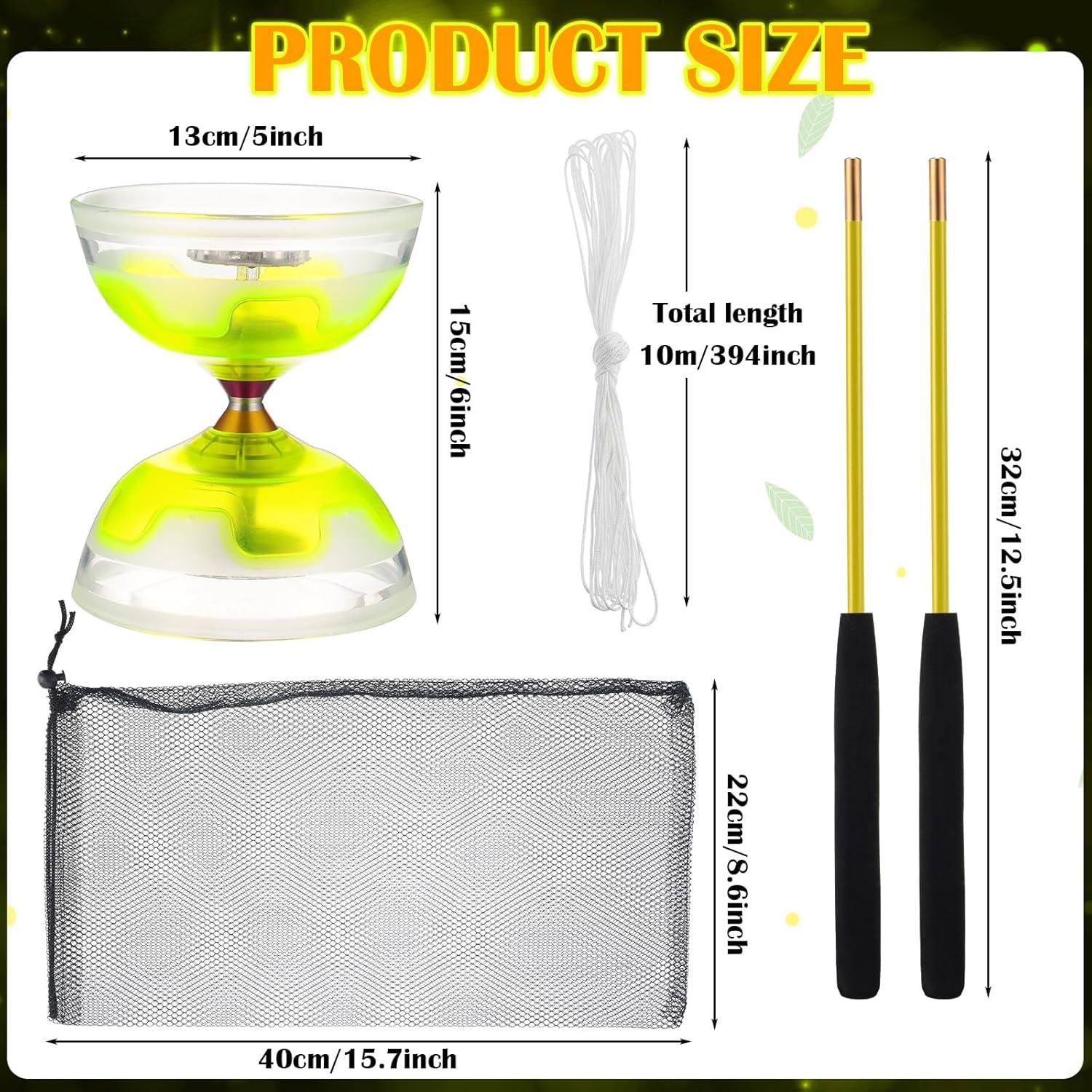 Juego de Diabolo Chino LED Chitidr 12.8 cm Amarillo