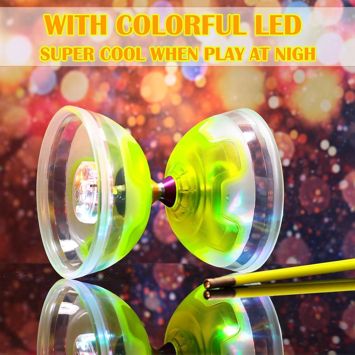 Juego de Diabolo Chino LED Chitidr 12.8 cm Amarillo