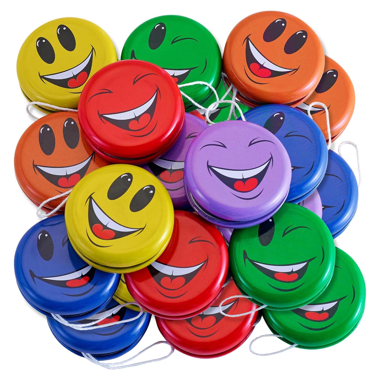 Set de 12 Yo-Yos de Metal Caras Sonrientes 5 cm para Niños