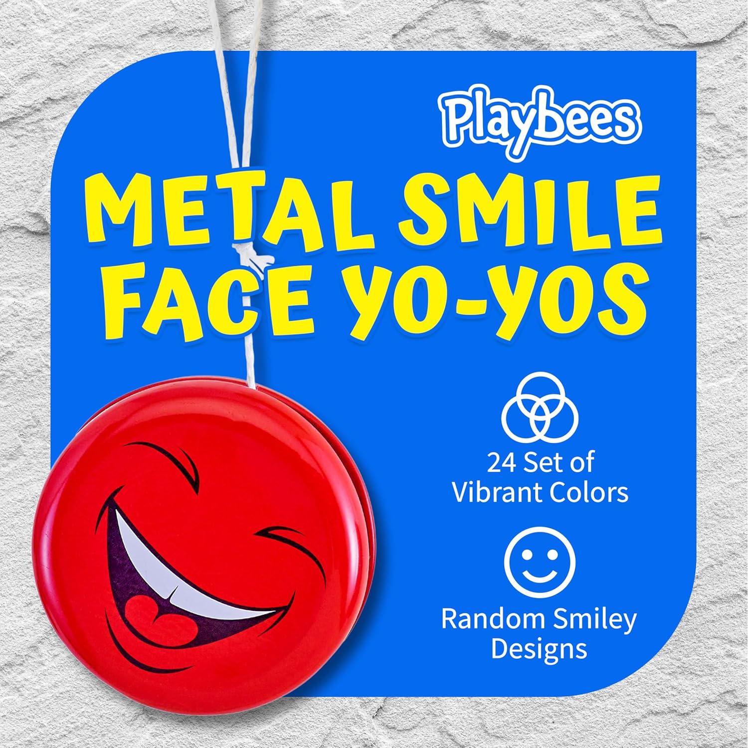 Set de 12 Yo-Yos de Metal Caras Sonrientes 5 cm para Niños