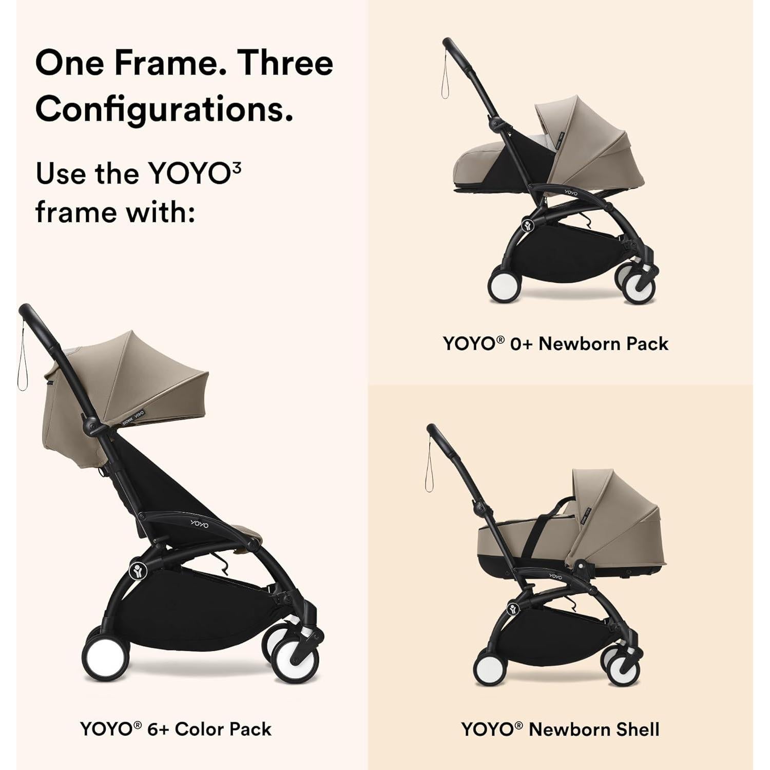 Cochecito Stokke YOYO3 Negro - Arnés 5 Puntos, Reclinable