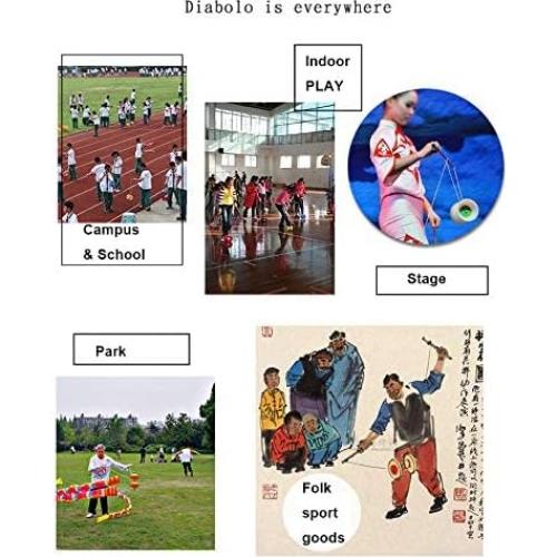 Conjunto Diabolo Chino LED HenMerry 13 cm con Palos y Bolsa